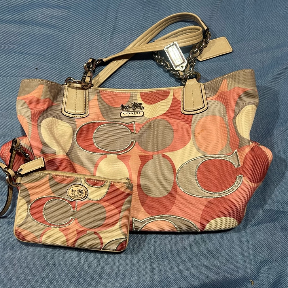 Coach Chelsea Scarf Print Tote(19743) with Wallet